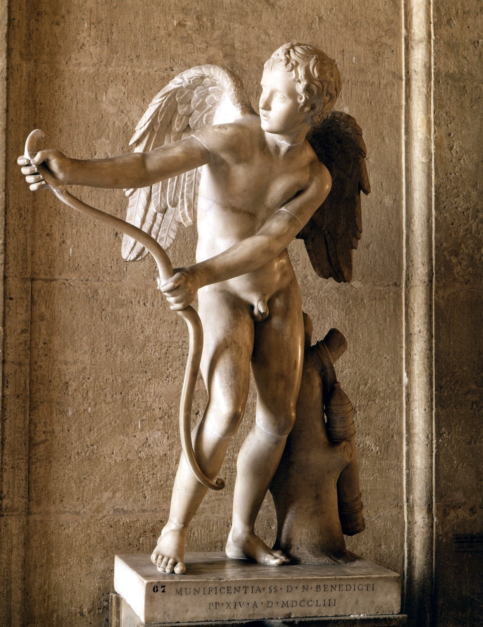 Eros (Amor) med pilbågen (1753) kopia av Eros de Thespies av Lysippe. Capitol Museum, Rom. av Lysippos (attributed to)