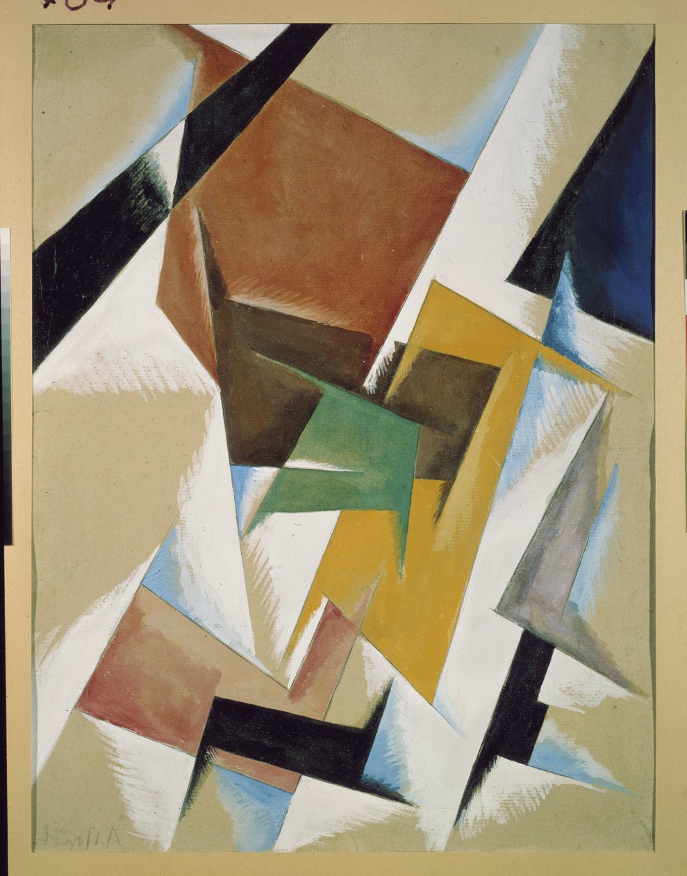Sammansättning. Verk av Lyubov (Lioubov) Sergeyevna Popova (1889-1924), gouache på papper av Lyubov Sergeevna Popova