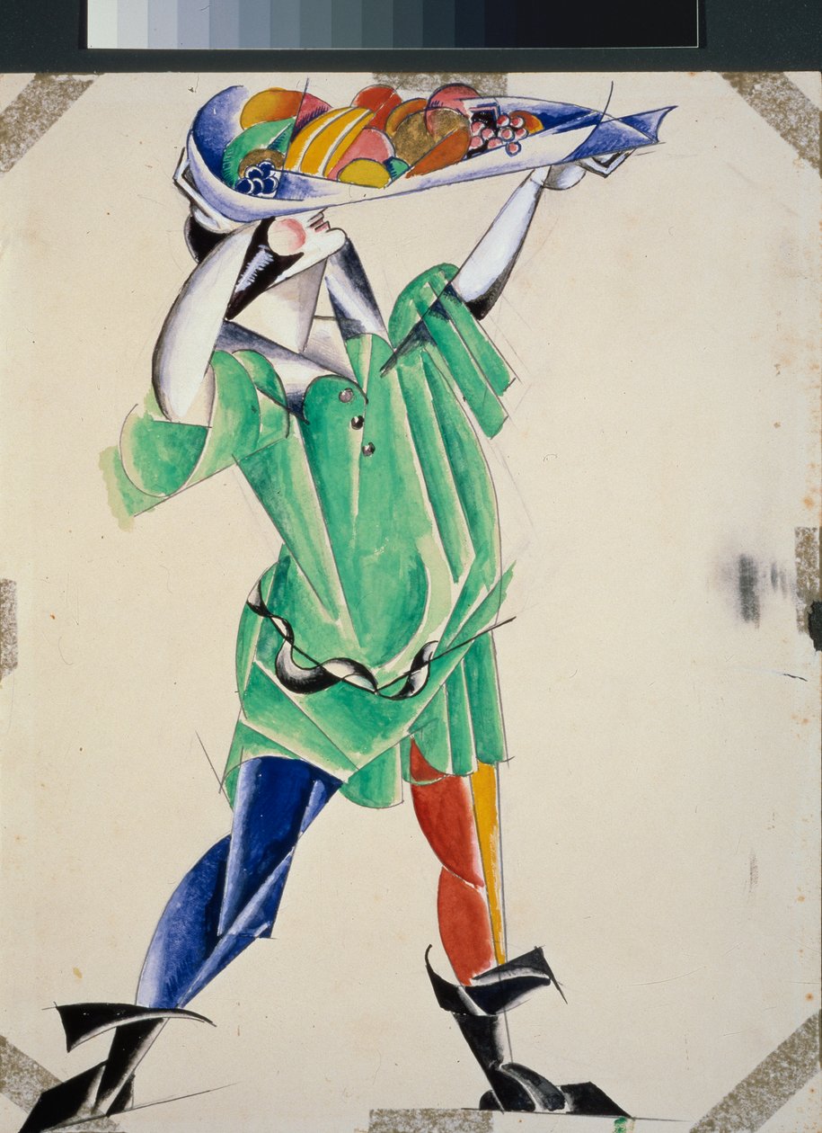 Förberedande kostym till pjäsen "Romeo och Julia" av William Shakespeare (1564-1616). Verk av Lyubov (Lioubov) Sergeyevna Popova (1889-1924), gouache och bläck på papper av Lyubov Sergeevna Popova