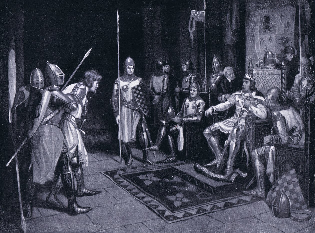Earl of Lancaster fördöms i sin egen hall i Pontefract, 1920-talet av M. Mackinlay