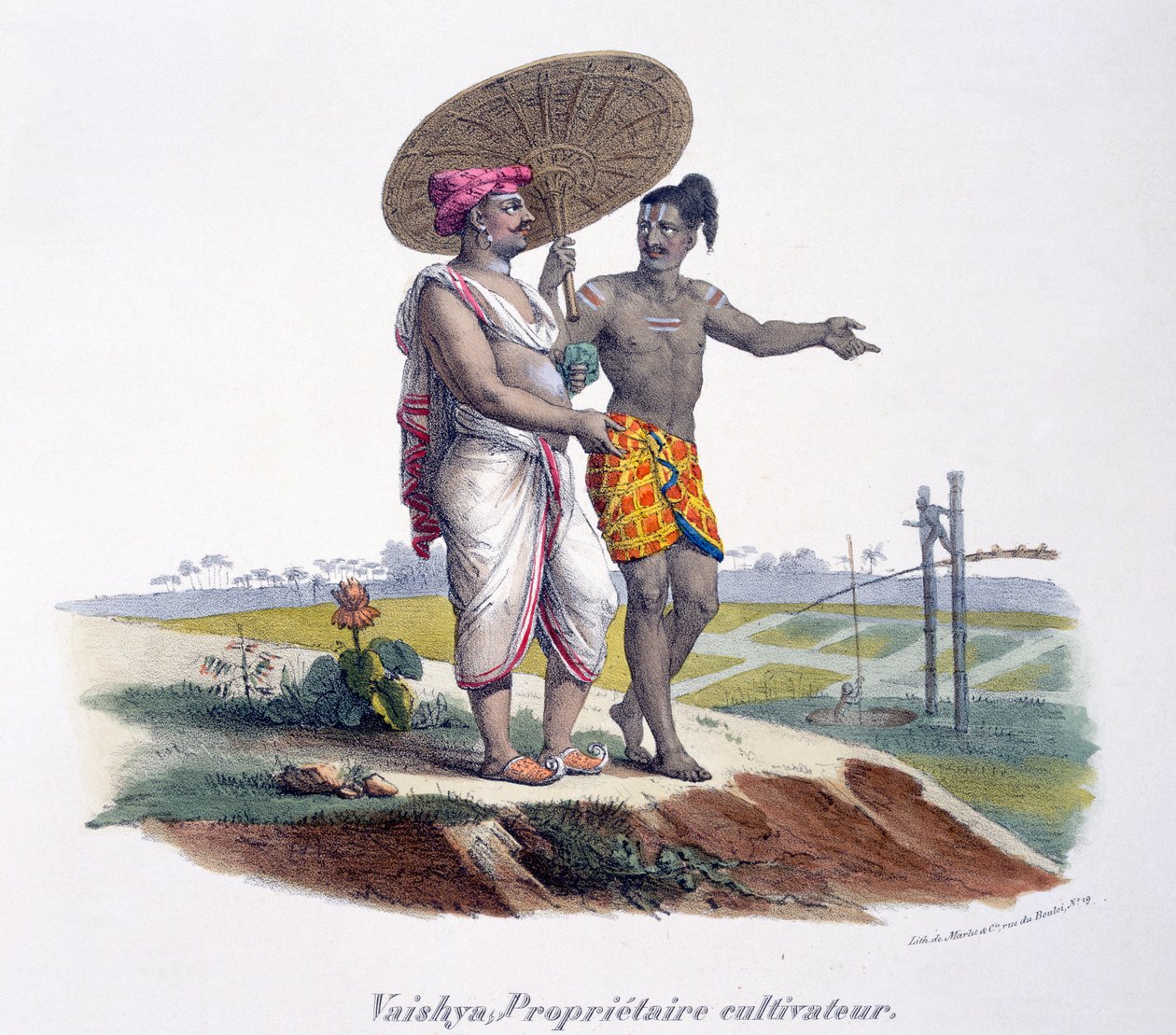 En man från Vaishya-kasten inspekterar hans småbruk, 1827-35 av M.E. Burnouf
