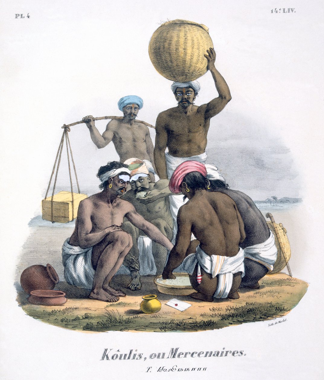 Arbetare som delar ris, 1827-35 av M.E. Burnouf