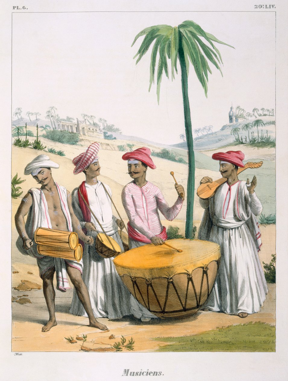 Musiker med en stor trumma, 1827-35 av M.E. Burnouf