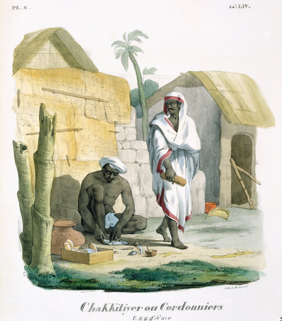Att göra repsandaler, 1827-35 av M.E. Burnouf