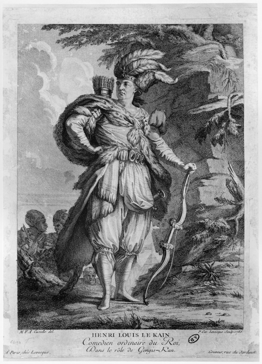 Skådespelaren Lekain som Genghis Khan, i 