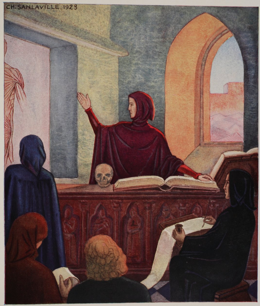 Henri de Mondeville undervisar i anatomi, University of Montepellier av M. Charles Sanlaville