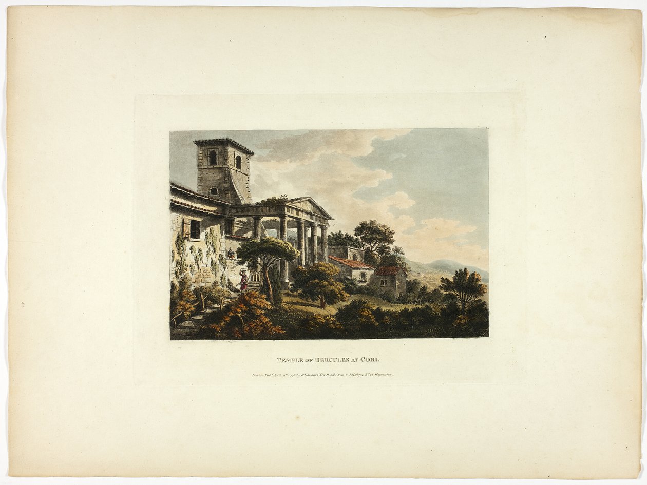 Herkules tempel i Cori, plansch 32 från Roms ruiner av M. Dubourg