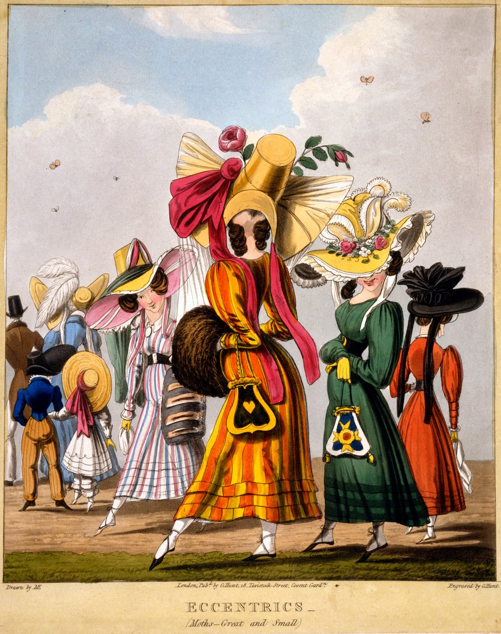 Excentrics - Moths (Great and Small), tryck gjord av George Hunt, 1827 (handfärgad gravyr) av M. Egerton
