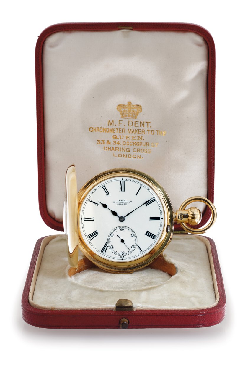 Halv hunter case minut repeterande fickkronometer av M. F. Dent