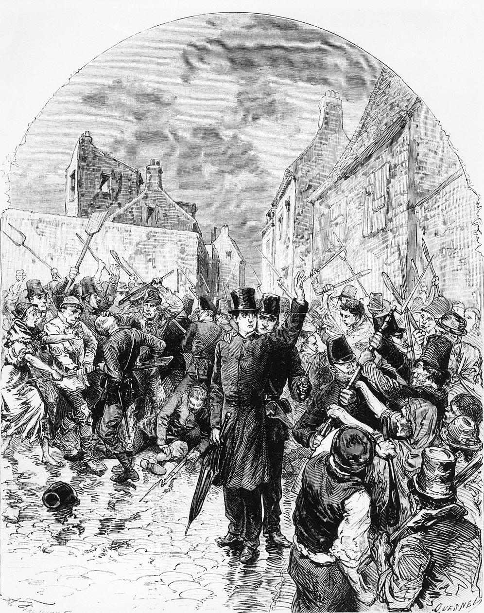 Upplopp i Irland - En katolsk präst arresterad av polisen i Mullingar räddas av folket, från Le Monde Illustré, 25 juni 1881 av M. Ferdinandus