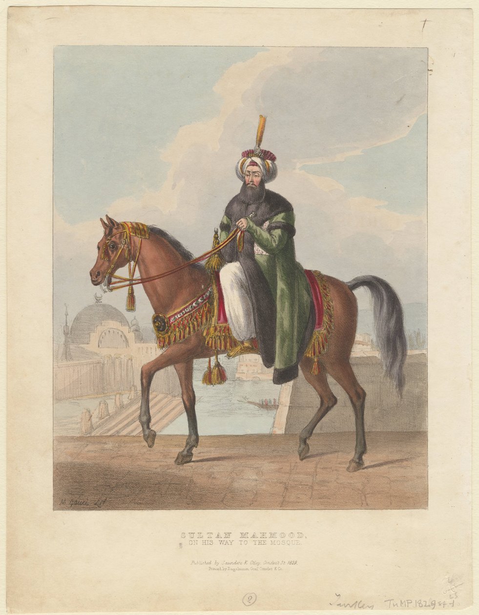 Porträtt av Mahmud II 1785-1839, Sultan av det osmanska riket, 1829 av M. Gauci