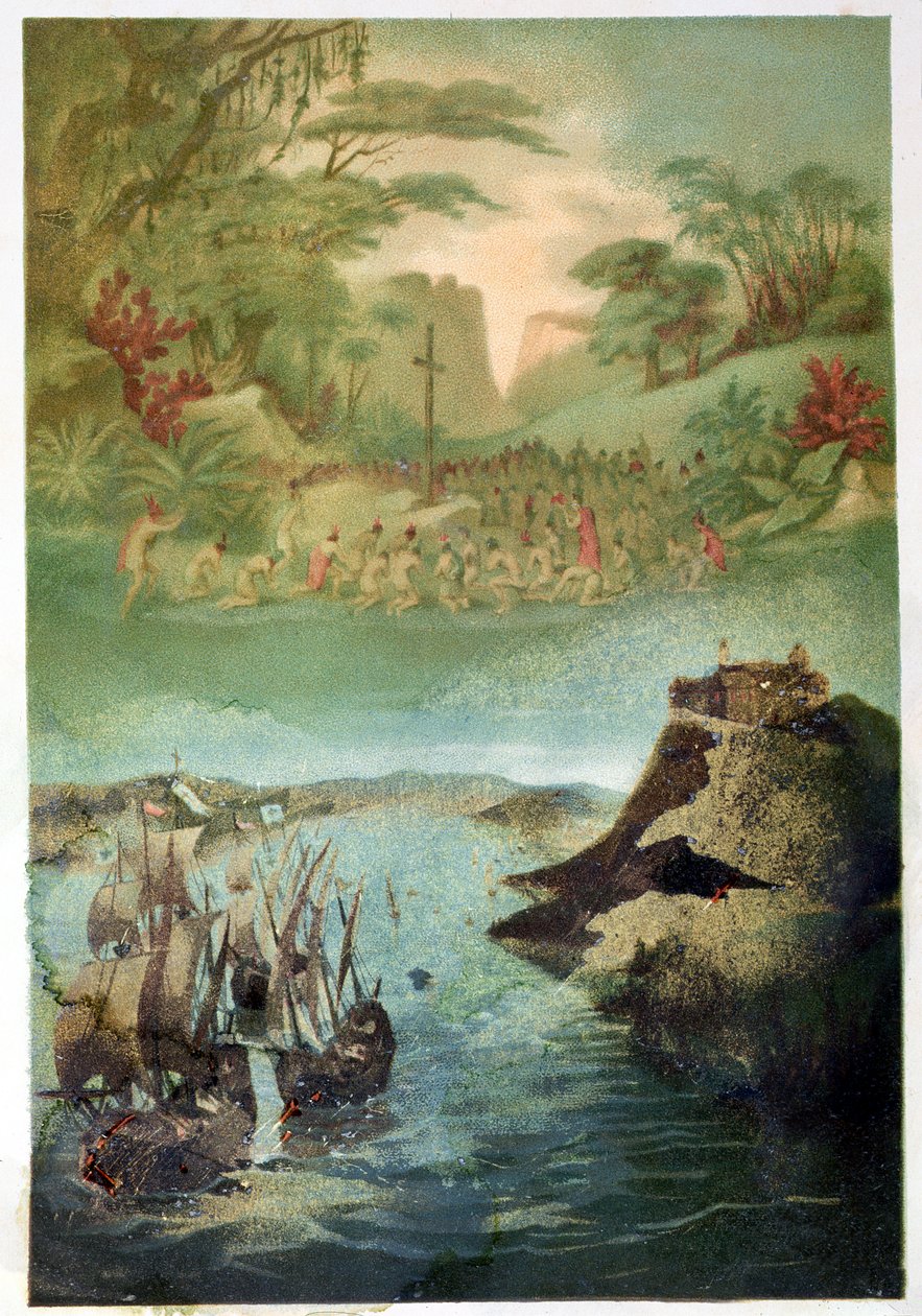 Evangeliseringen av den indiska befolkningen och Christopher Columbus resa (1451-1506) 1892 av M. Houssot