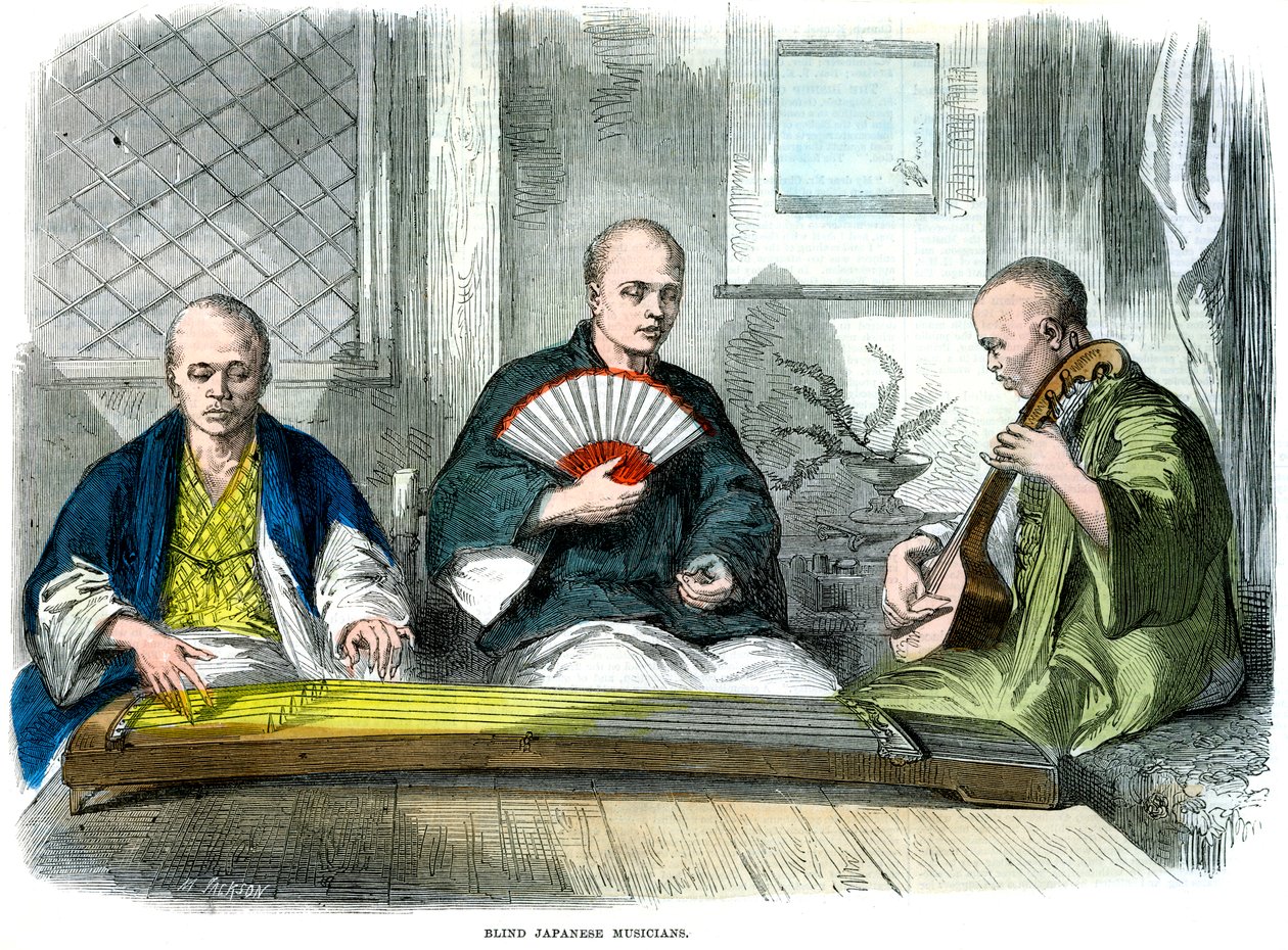 Blinda japanska musiker, 1864 av M. Jackson