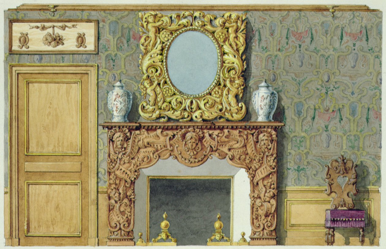 Skorsten i matsalen på rue Fortune, hus köpt av Balzac 1847 av M. Santi