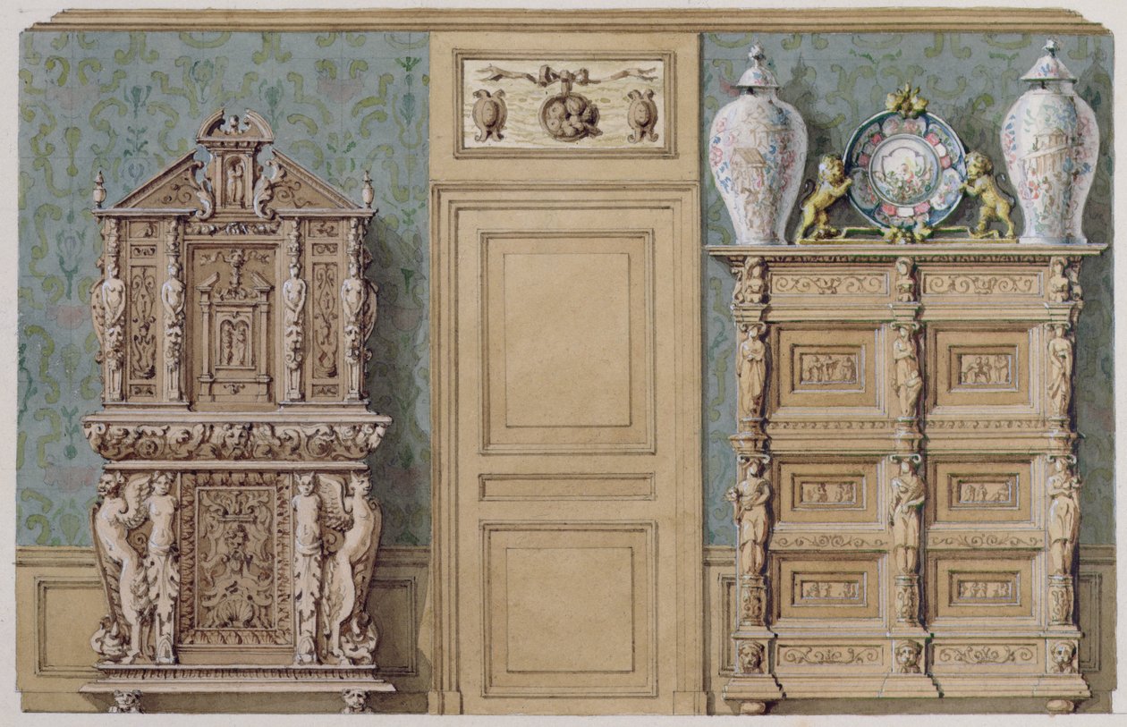 Möbler i matsalen på rue Fortune, hus köpt av Balzac 1847 av M. Santi