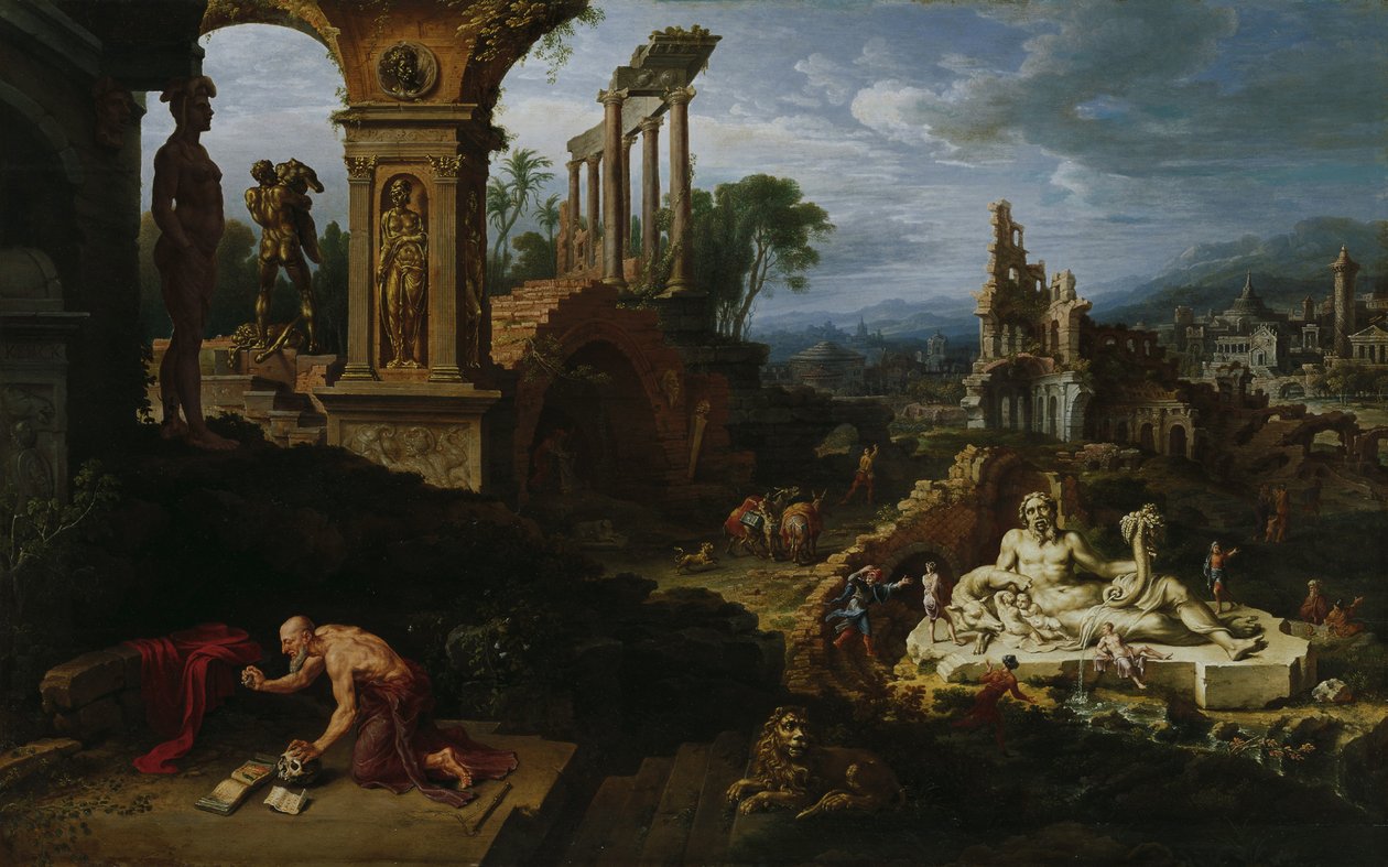 Landskap med Sankt Jerome av Maarten van Heemskerck