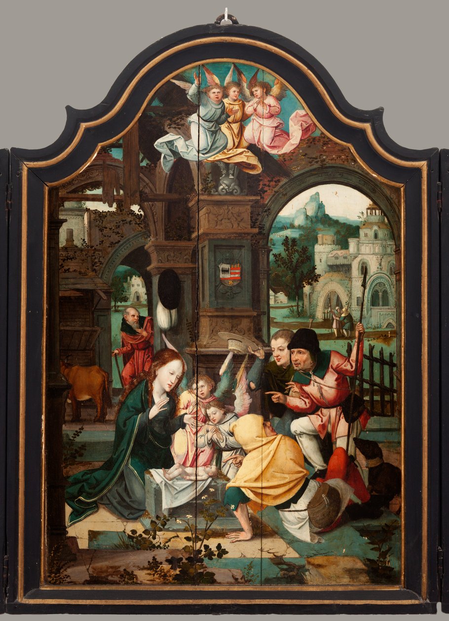 Triptyk. Maarten de Vos. 1500-talet. Olja på trä. Altartavla öppnad mittpanel. av Maarten de Vos
