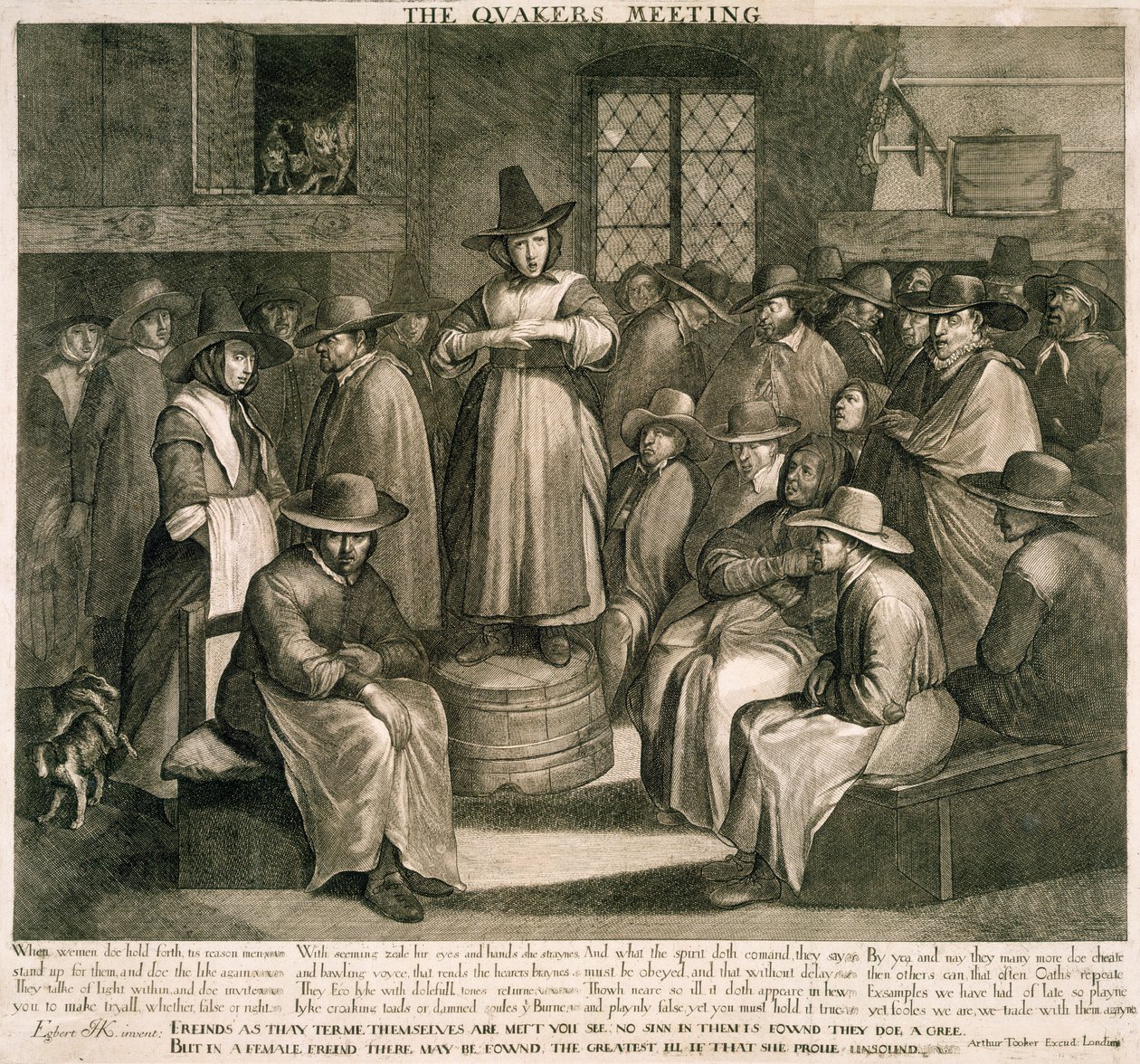 Kväkarmötet av Maarten van (after) Heemskerck