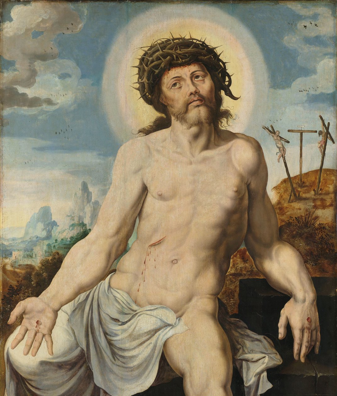 Kristus som sorgens man av Maarten van Heemskerck (workshop of)