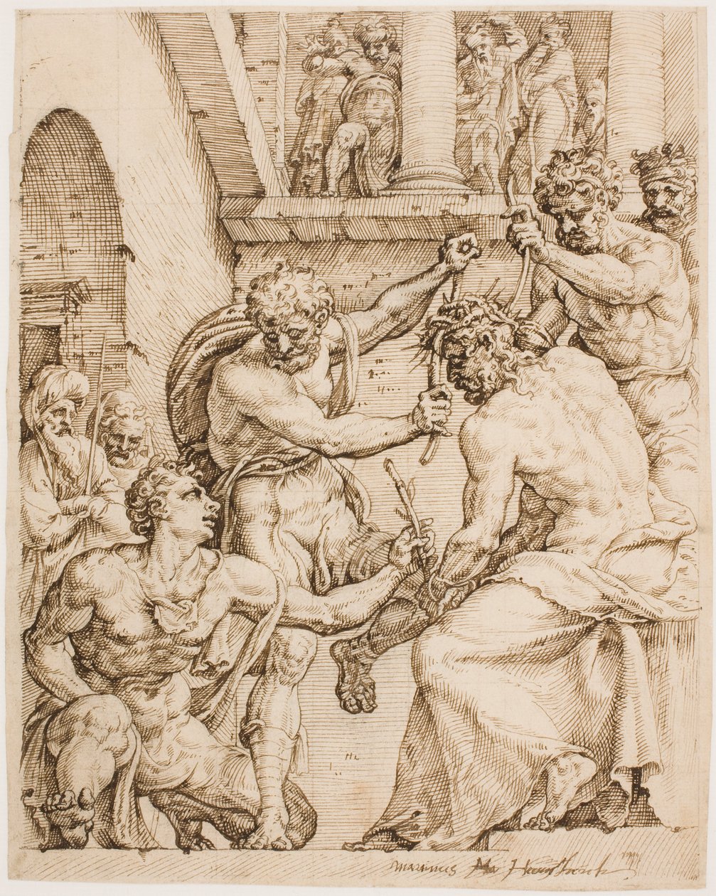 Kristus kröns med törnen av Maarten van Heemskerck