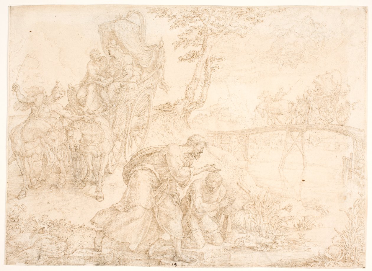 Philip döper den etiopiska drottningen Kandakes kassör av Maarten van Heemskerck