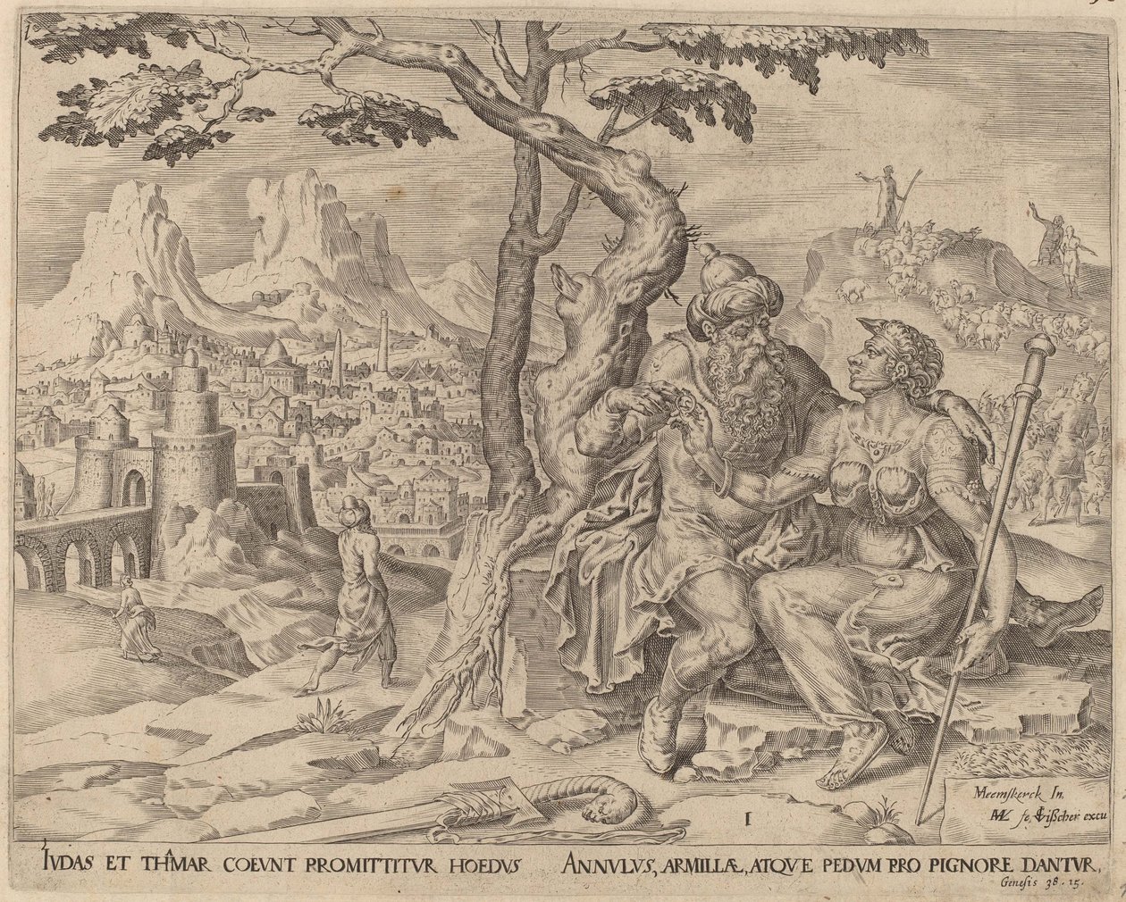 Juda ger Tamar pantet, ca 1566 av Maarten van Heemskerck