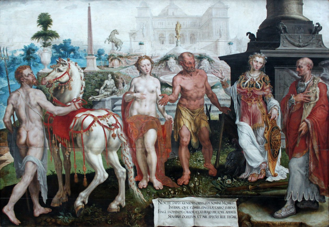 Momos förebrår gudarnas verk av Maarten van Heemskerck
