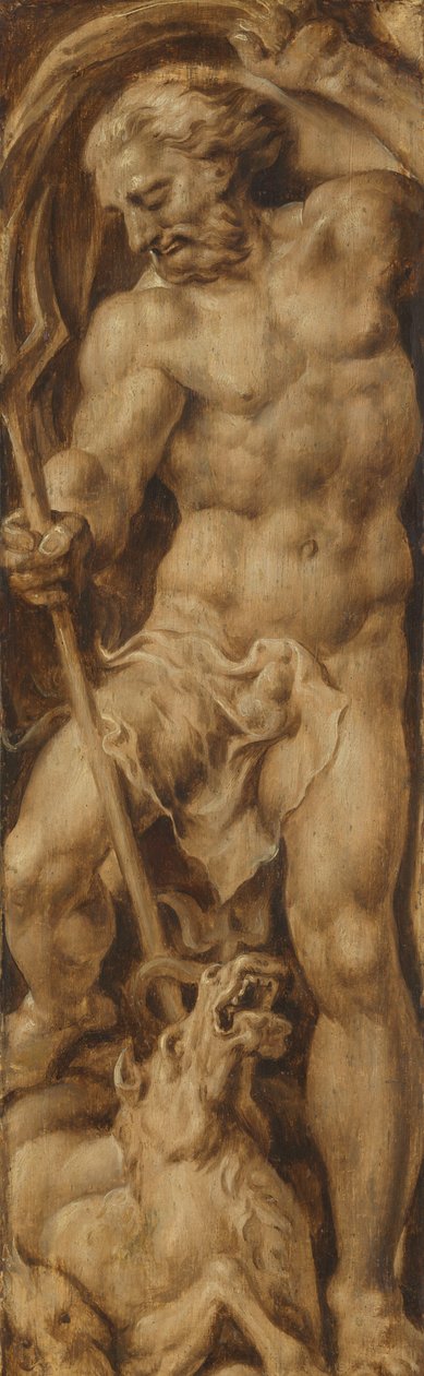 Neptunus sticker en havshäst av Maarten van Heemskerck