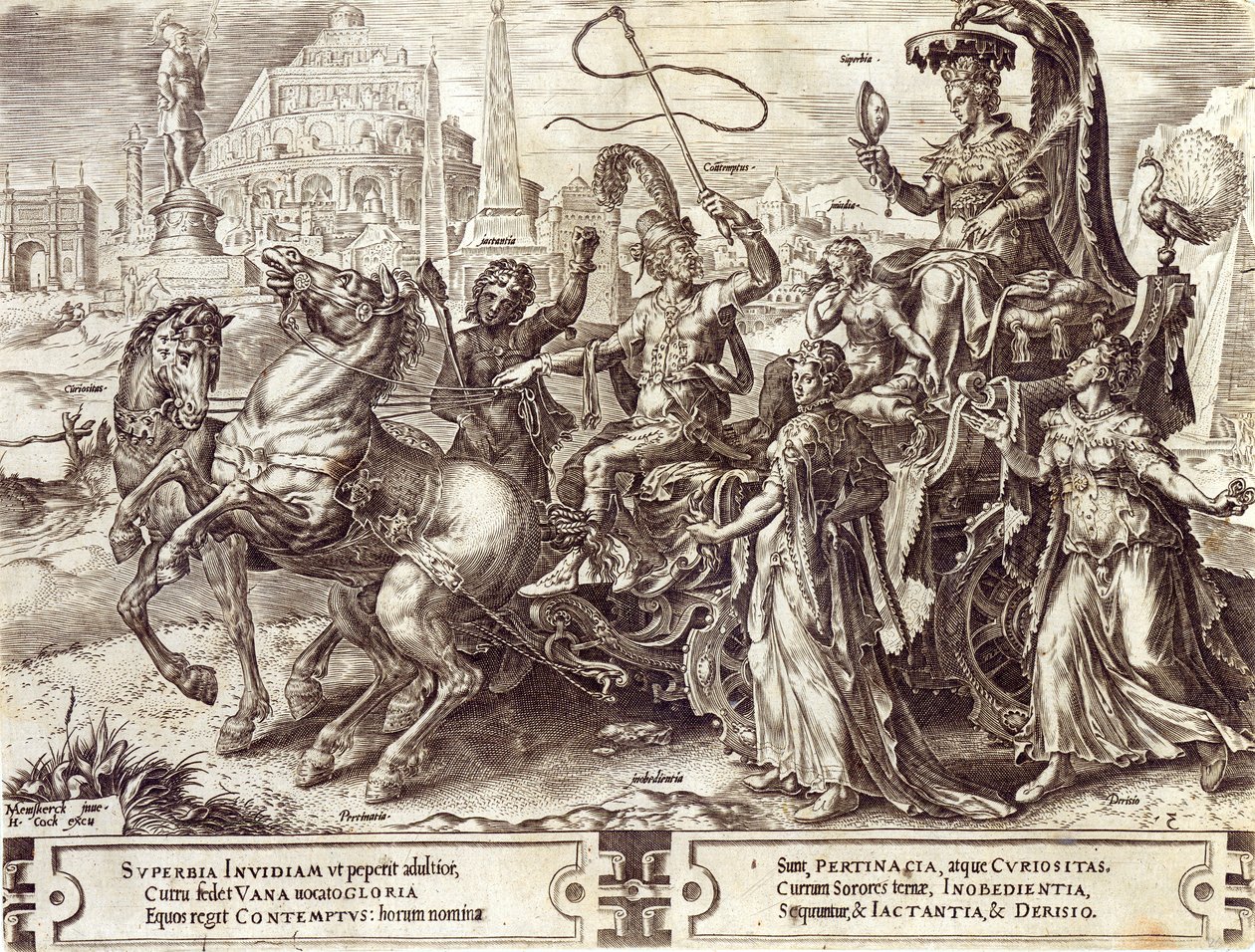 Stolthet, tavla 3 från "The Vicissitude of Human Things", 1564 av Maarten van Heemskerck