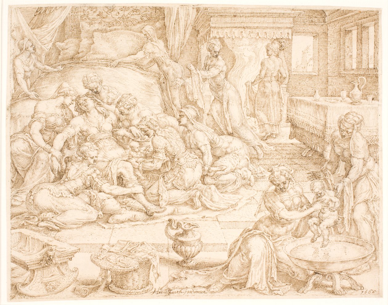 Tamar föder Farezog Jarah av Maarten van Heemskerck