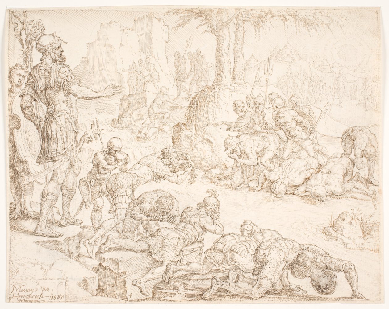 Minskningen av Gideons armé av Maarten van Heemskerck