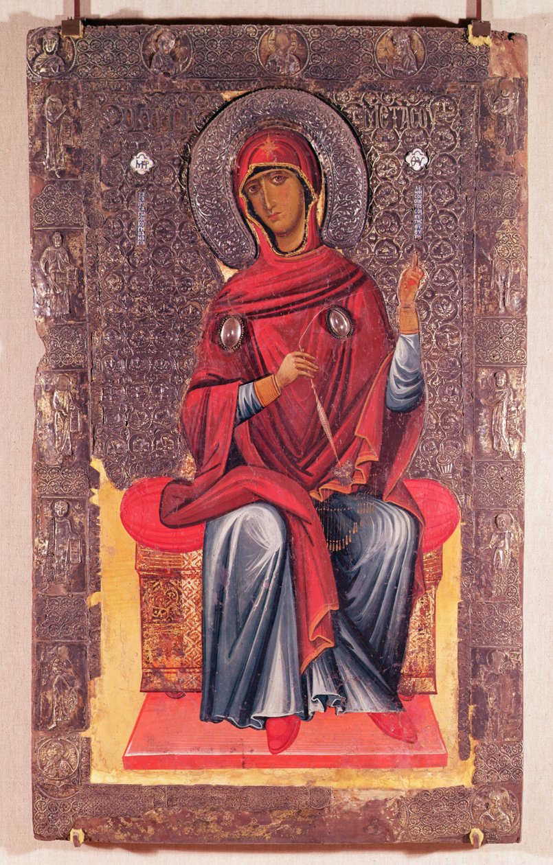 Jungfru Maria, från bebådelsen (tempera på panel) av Macedonian School