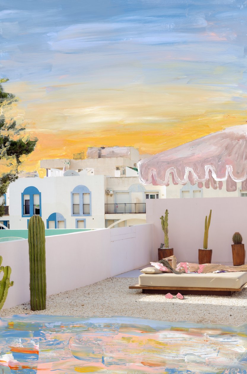 Ibiza, 2022 (akrylfärg på arkivbeständigt pigmenttryck) av Madeleine Gross