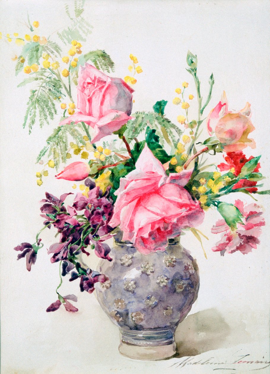 Vas med rosor, c1865-1928 av Madeleine Jeanne Lemaire