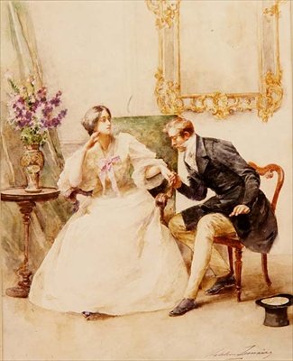 Friaren (akvarell på papper) av Madeleine Lemaire