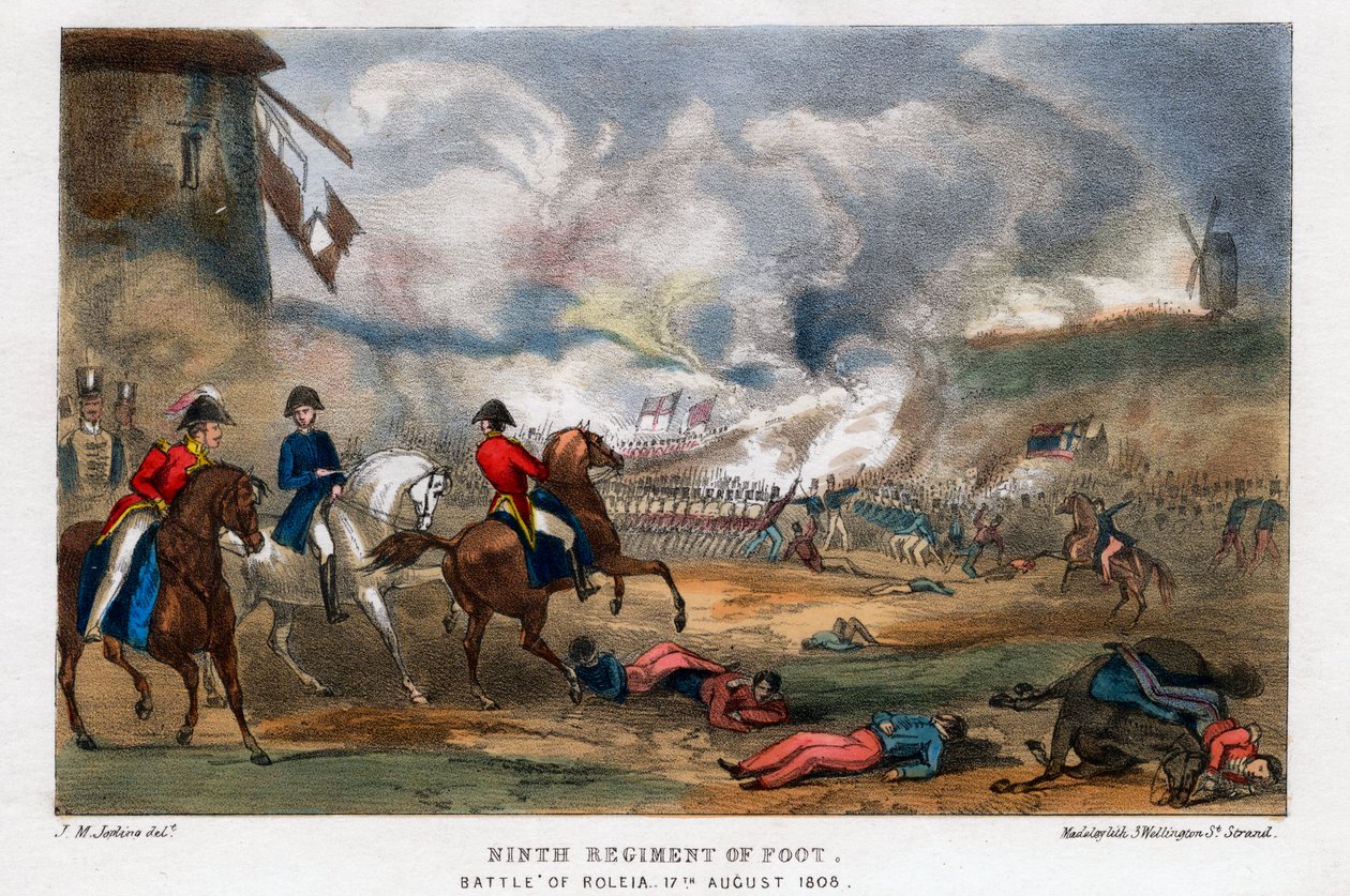 Nionde fotregimentet, slaget vid Roleia, Portugal, 17 augusti 1808. av Madeley