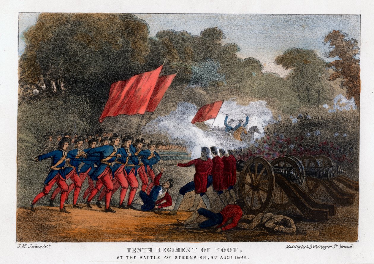 Tionde fotregementet, vid slaget vid Steenkerque, 3 augusti 1692 av Madeley