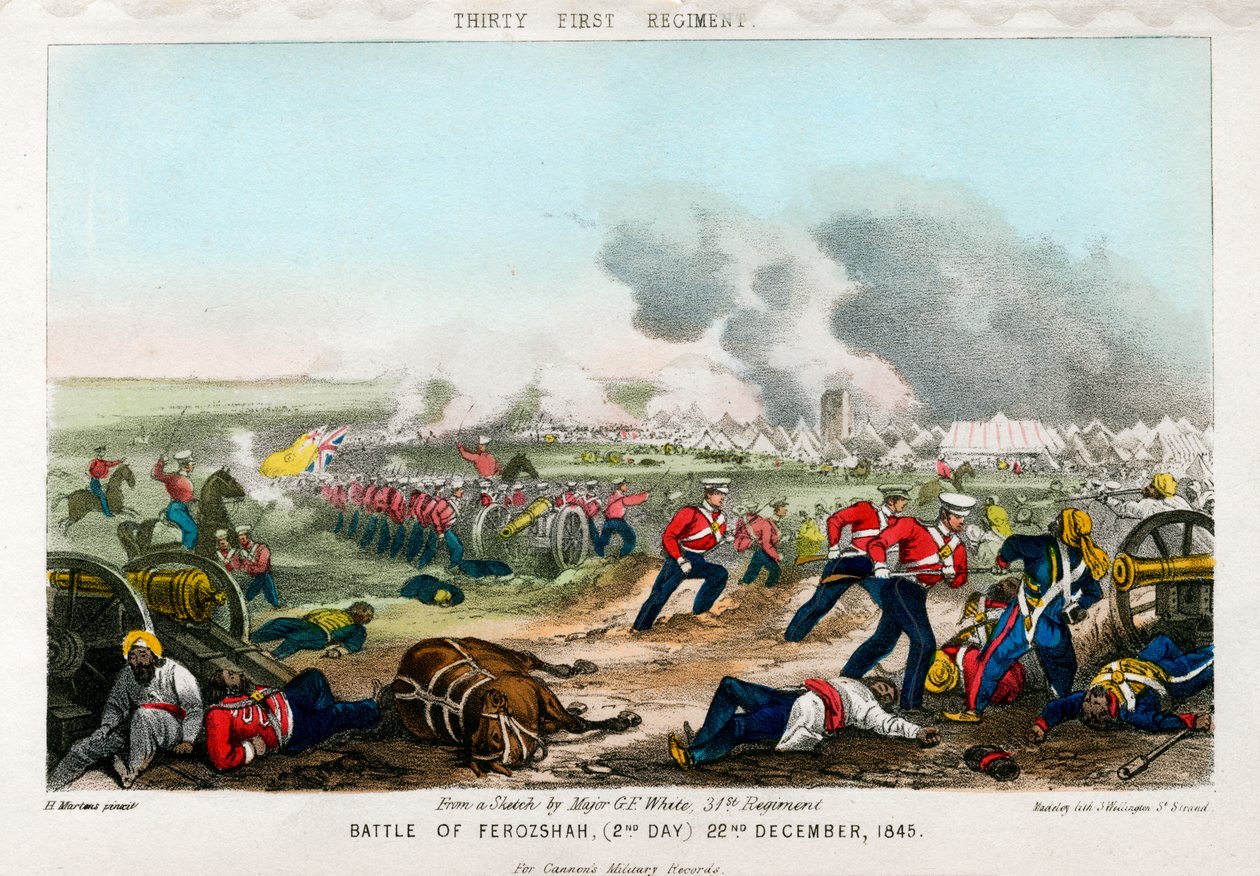 Trettio första regementet, slaget vid Ferozeshah, 2:a dagen, 22 december 1845 av Madeley