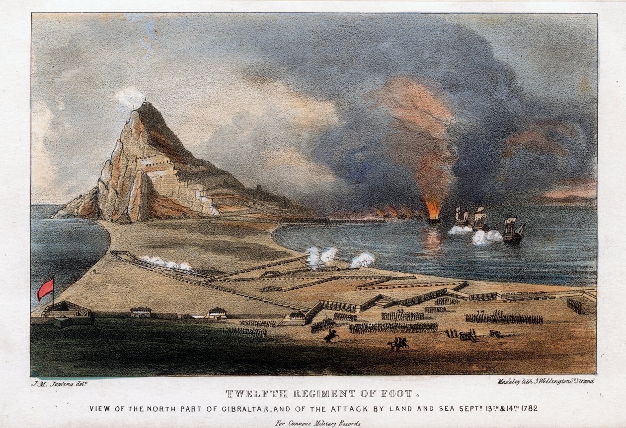 Twelfth Regiment of Foot, norra delen av Gibraltar, 13:e och 14:e september 1782 av Madeley
