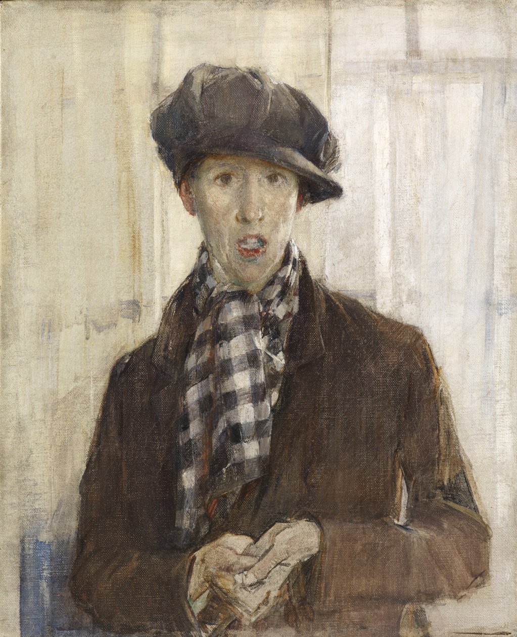 Självporträtt som en Costermonger (olja på duk) av Madeline Emily Green