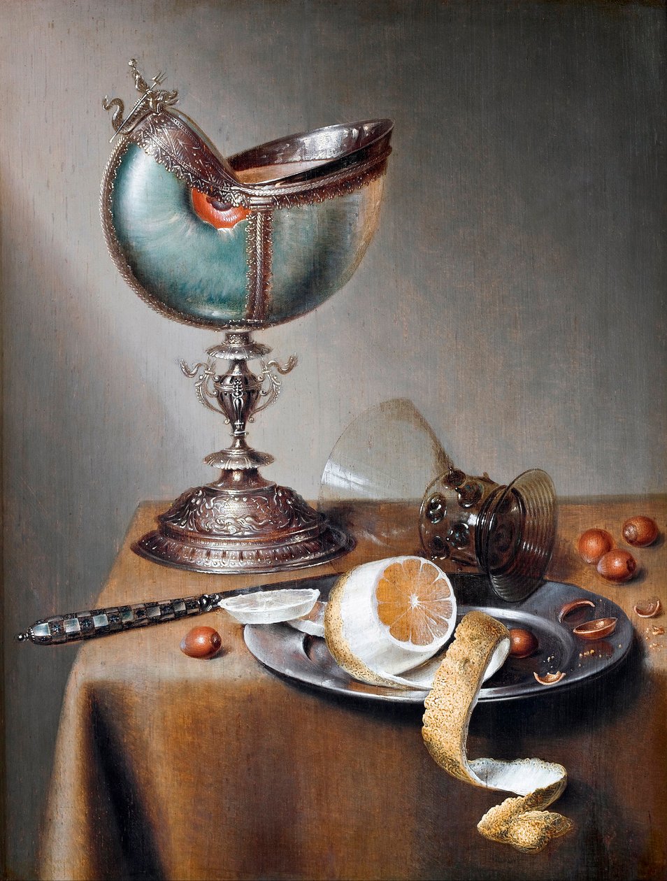 ""Nature morte a la coupe nautile"" (Still-Life with Nautilus Cup) Peinture de Marten Boelema de Stomme (1611-1644) - Olja på trä Dim 50x38 cm Hallwylska Museet, Stockholm av Maerten Boelema de Stomme