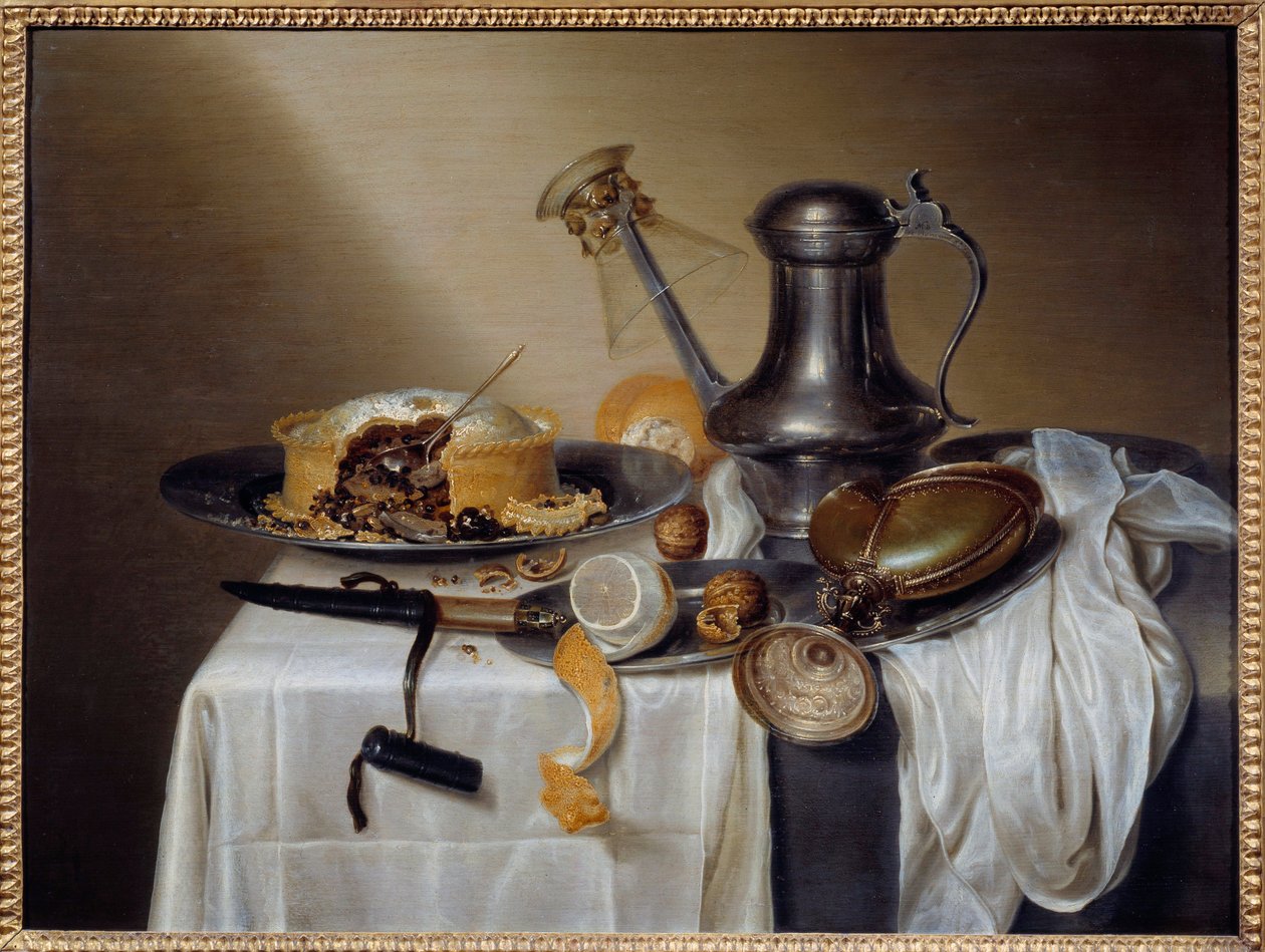 Stilleben med Pate Pate med citron- och tennkaraff. Målning av Maerten Boelema de Stomme (1611-1664) 1600-talet sön. 0,6x0,79 m Nantes, Musee des Beaux Arts av Maerten Boelema de Stomme
