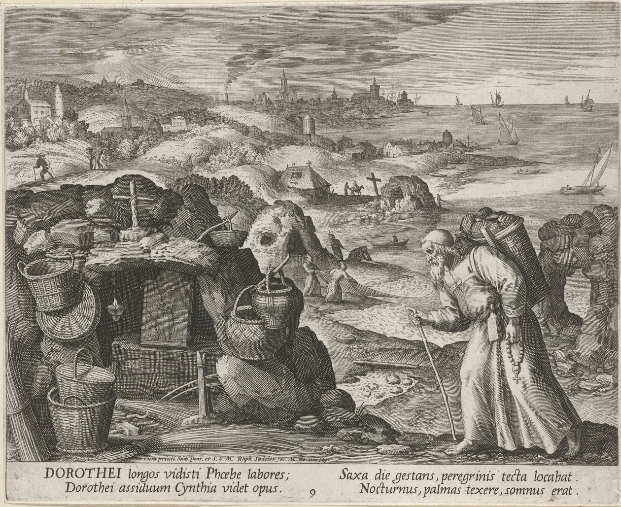 Saint Dorotheus of Gaza som eremit, 1600. av Maerten Vos de
