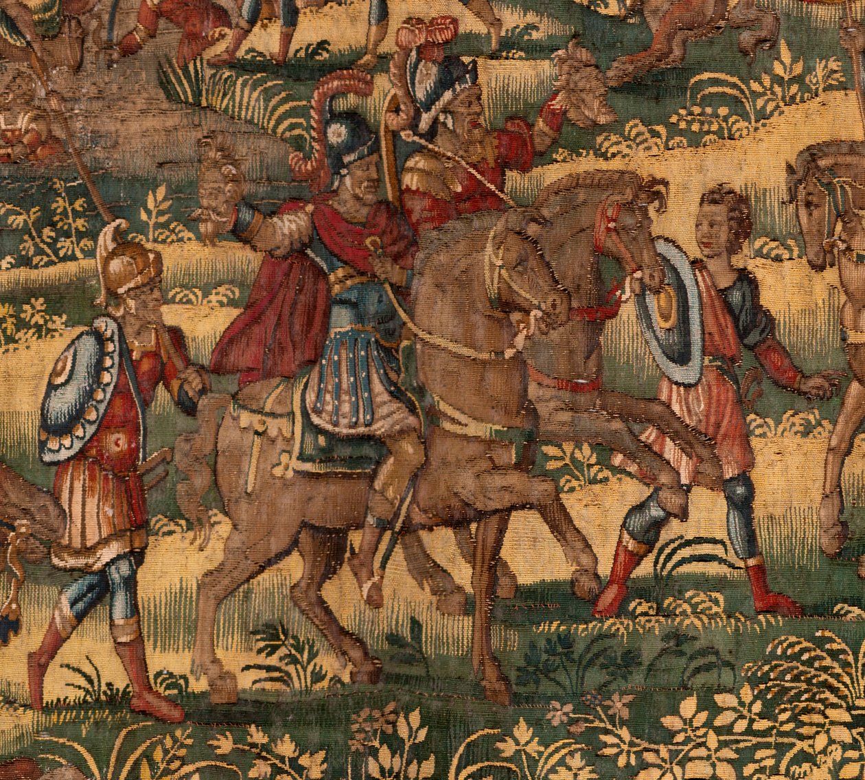 Stiftsmuseet (stiftsmuseet). flamländsk gobeläng. Bryssel. François Geubels verkstad. Serien Berättelsen om Gideon. Midjaniternas nederlag. Siden och ull. Förlåtelse av biskop Vincent Rock av Serna. Barock. 1534-1571, i av Maerten van Heemskerck
