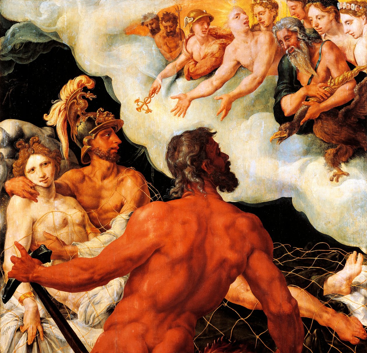 Mars och Venus fångade i Vulcans nät av Maerten van Heemskerck