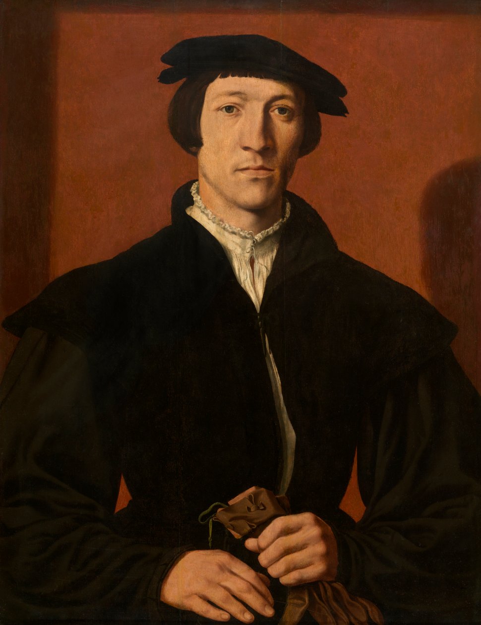Porträtt av en man (olja på panel) av Maerten van Heemskerck