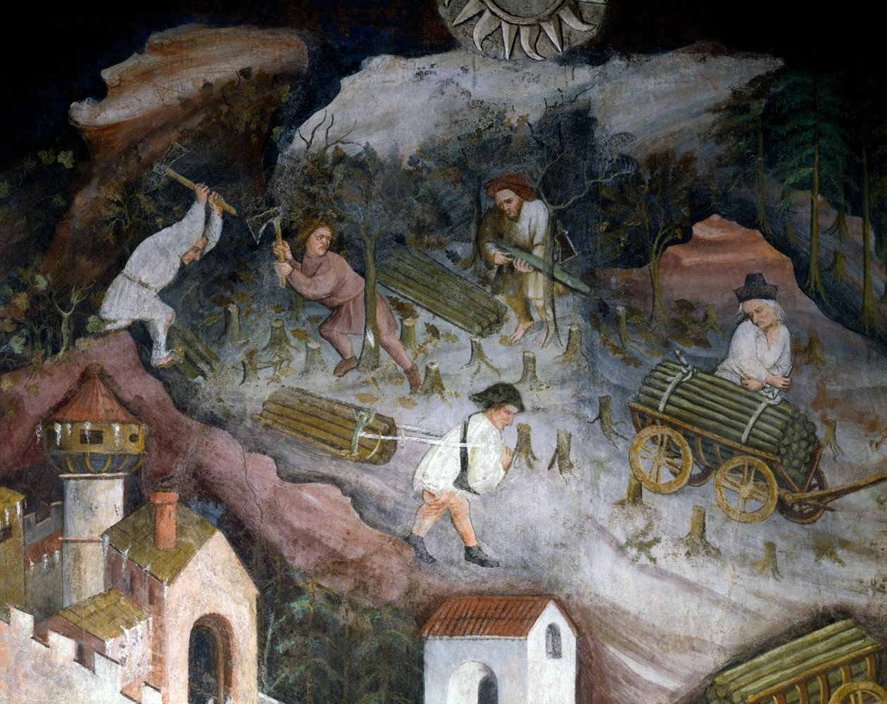 Träskörd, detalj från december månad, månadscykel av Maestro (attr. to) Venceslao