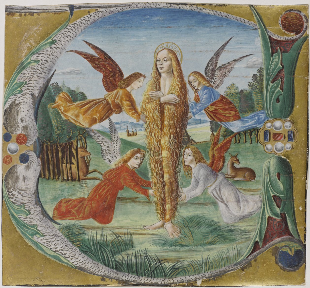 Sankta Maria Magdalena omgiven av änglar av Maestro del Salomone Wildenstein