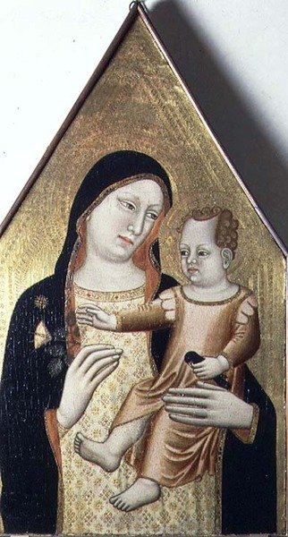 Madonna och barn, ca 1340 (tempera på panel) av Maestro di Mezzana (fl.c 1340)