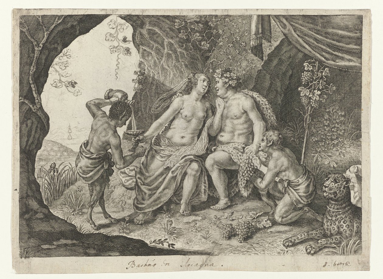 Äktenskap mellan Bacchus och Ariadne Metamorphoses of Ovid (serietitel) av Magdalena van de Passe (possibly)